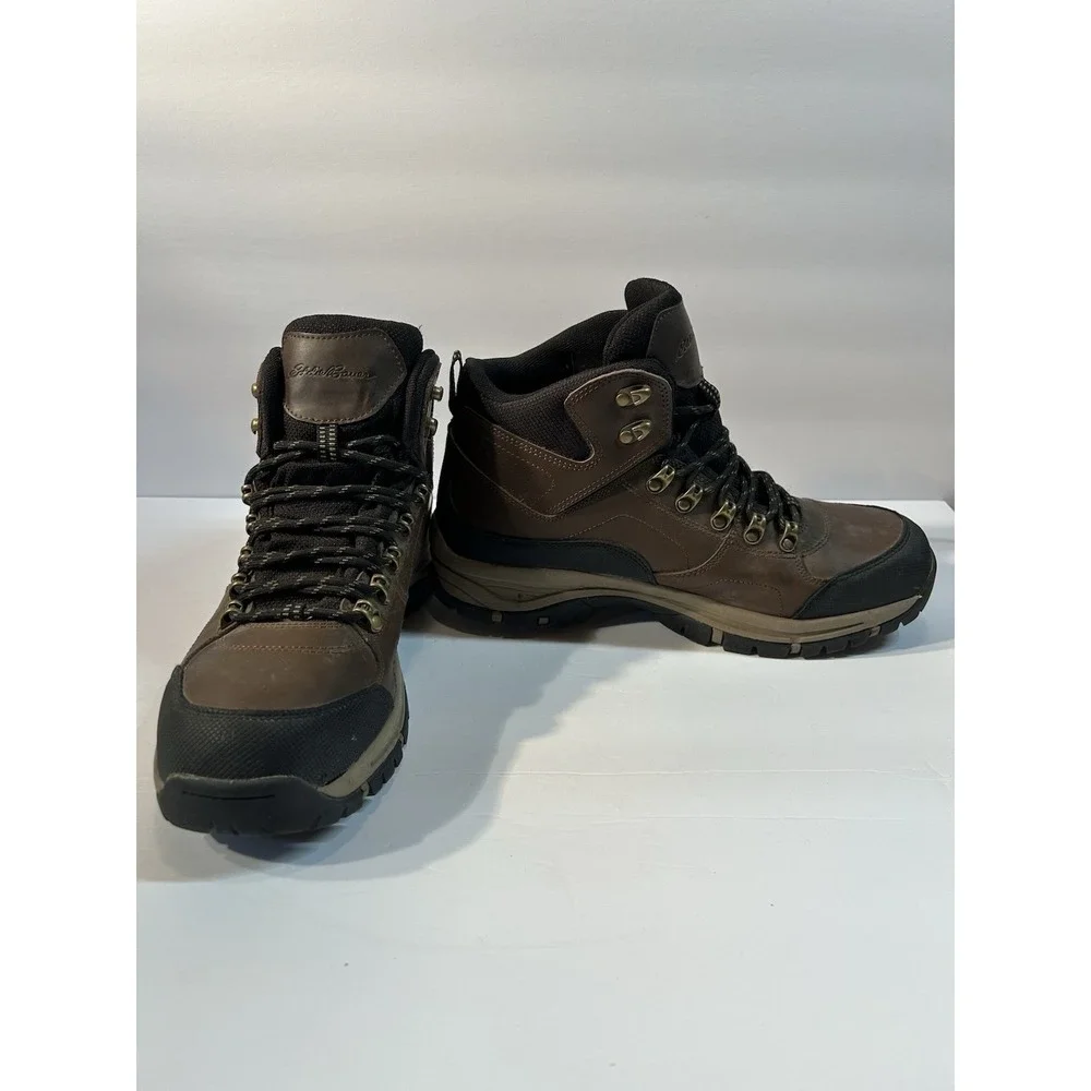 Eddie Bauer Waterproof Hiking Boots Men Size 10.5 Brown Leather Trail Outdoor